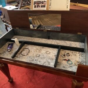 Repurposed Vanity from Melodeon: you won’t find more musical history and glamour in any other vanity!  Made from an 1850’s Melodeon of Rosewood. Beautifully maintained $549